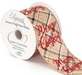 Xmas Ribbon Natural Merry Christmas Tartan