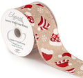 Xmas Ribbon Natural Burlap Santa Hats