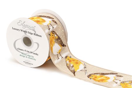 Xmas Ribbon Robin Natural