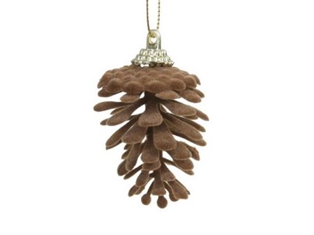Flock Pine Cones Hang Brown X6