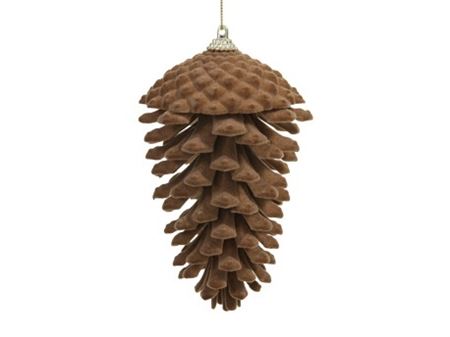 Flock Pine Cones Hang Brown X2
