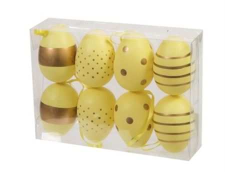 Plastic Eggs Hanging Yellow 6cm X8 (PACK OF 3)