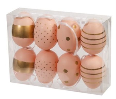 Plastic Eggs Hanging Peach 6cm X8 (PACK OF 3)