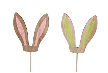Wooden Rabbit Ears Mix 7x8cm X12
