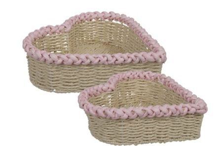 Paper Heart Baskets Pink Set Of 2