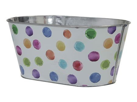 Metal Bucket Multi Dots 25.5cm (pack of 2)