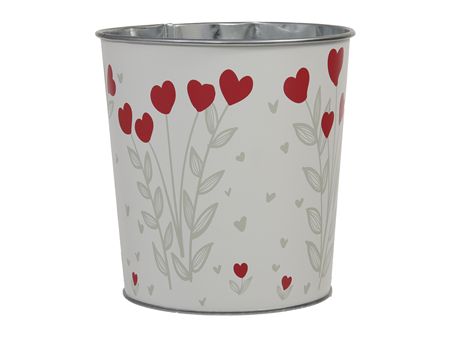 Metal Bucket Hearts Red 13cm (pack of 3)