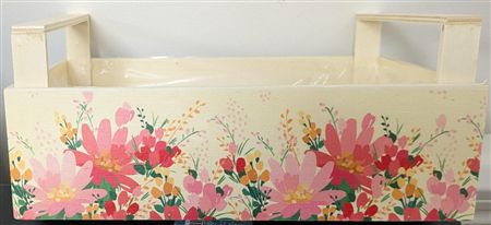 Wooden Crate Wildflowers Pink 32cm
