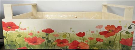 Wooden Crate Wildflowers Red 26cm