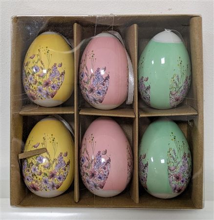 Plastic Eggs Hanging Mixed X6