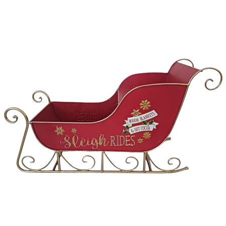 Display Metal Sleigh Red / Gold 56cm