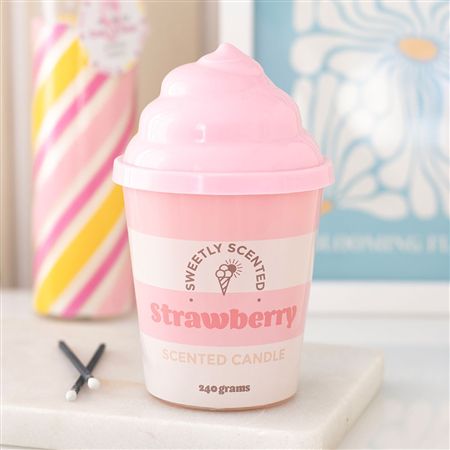 Candle Ice Cream Strawberry 15x9cm