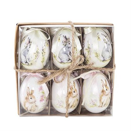 Hanging Easter Eggs With Bunny 6cm X6 (PACK OF 2)