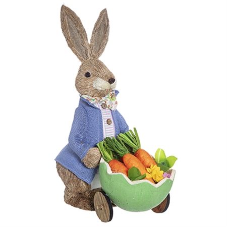 Bunny Alfie In Blue Jacket & Carrots 53cm