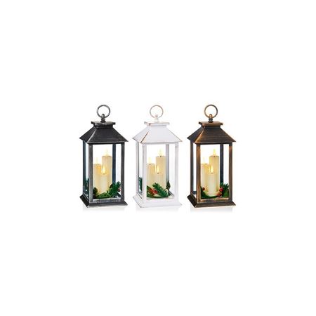 Triple Flicker Lantern 27cm Silver