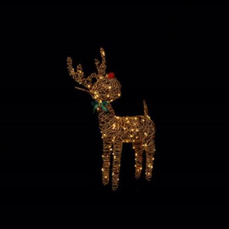 Standing Wicker Reindeer 96cm Nose Lights
