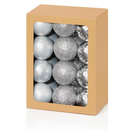 Bauble Multi Finish Silver 30mm X24