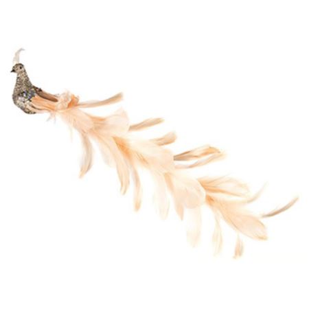 Peacock Bird Gold Glitter On Clip 38cm