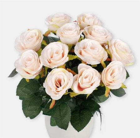 Artificial Rose Bunch Peach 45cm X12