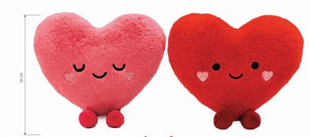 Valentines Heart Plush 30cm Pink (PACK OF 2)