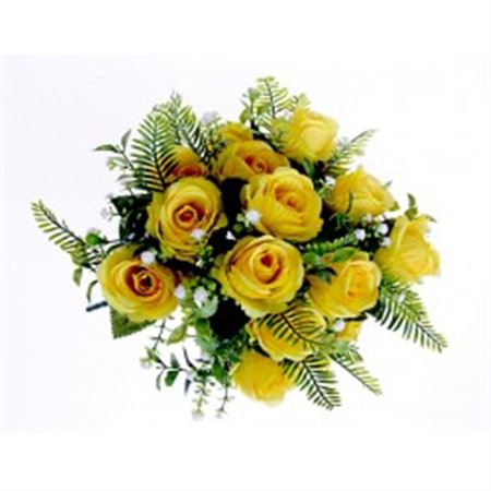 Artificial Rose Bush With Foliage Yellow