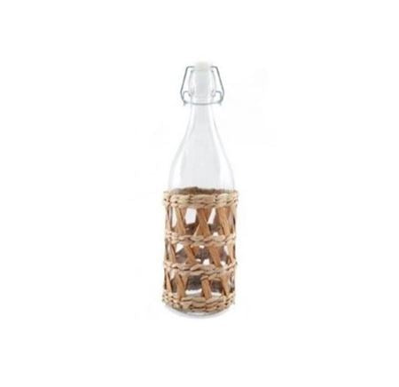 Glass Bottle Nat Rattan  (PACK OF 3)