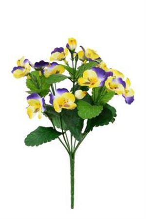 Artificial Pansy Bush Purple Yellow  (PACK OF 2)