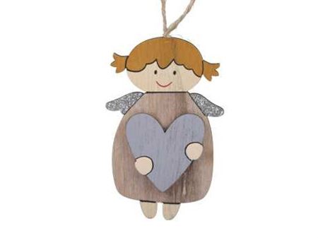 Hanging Wood Angel Silver