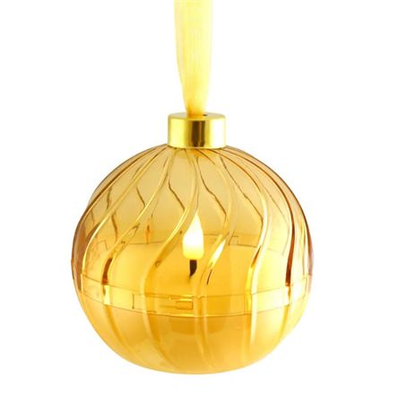 Candle L E D Plastic Bauble Gold 10cm