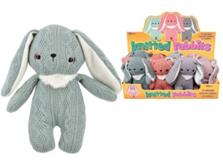 Knitted Bunny 14cm Grey (PACK OF 2)