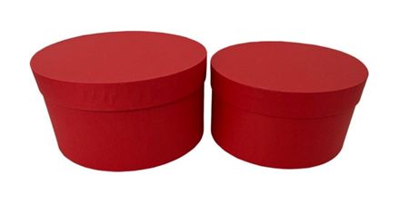 Hat Box Round Red Set Of 2 (19-21cm)