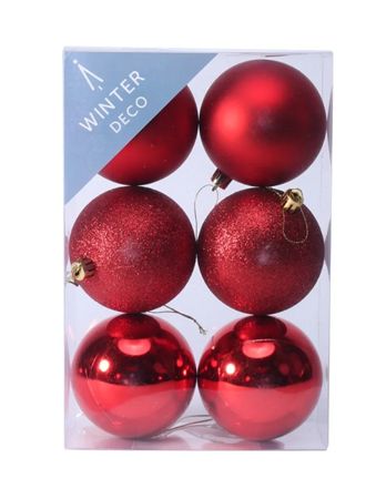 Baubles Reds X6 8cm