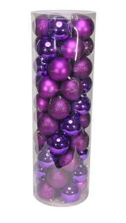 Plastic Baubles Purple 10cm Mix X48