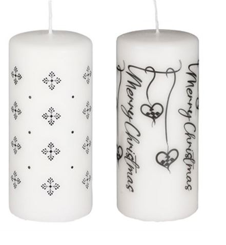 Candle Deco White 2 Assorted 15 X 7cm