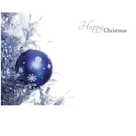 Small card Happy Christmas Blue Bauble