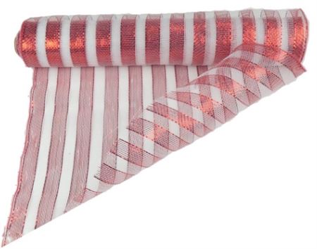 Deco Mesh Red White 50cm X 10m