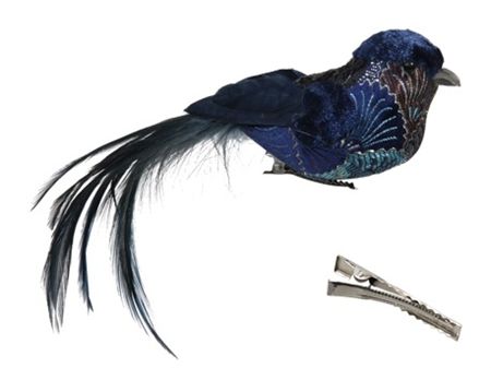 Fabric Bird Clips Blue 17cm X4