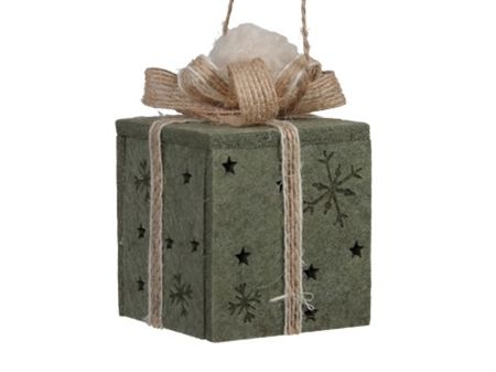 Felt Hanging Gift Green 9x6cm X4