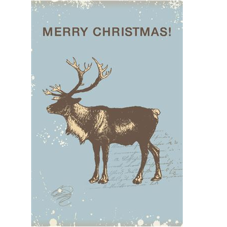 Folded Card Merry Reindeer Blue (PACK OF 2)