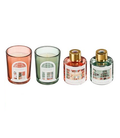Giftset Scented Candle In Glass Diffuser Red Green