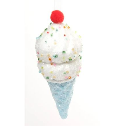 Hanging Ice Cream Cone Blue 15cm