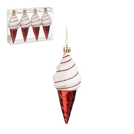 Hanging Ice Cream Red 4 Pieces 13cm