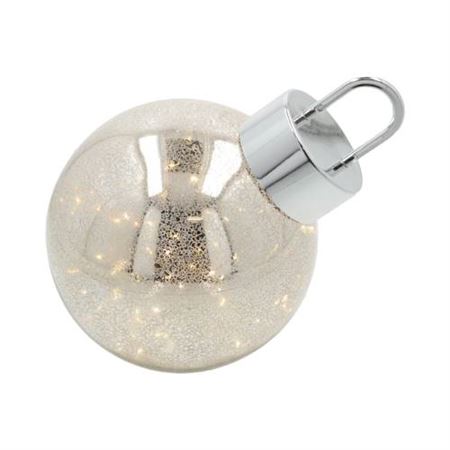 L E D Bauble Glass Twinkle Silver 20cm