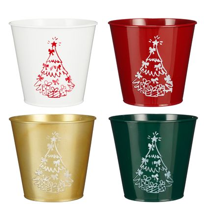 Metal Indica Pot Xmas 14cm Gold