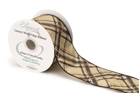 Xmas Ribbon Check Mocha Black