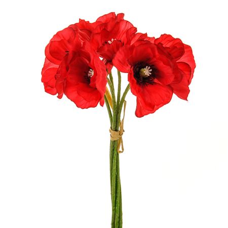 Artificial Poppy Bundle Red X6 29cm (Pack of 2)