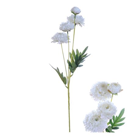 Artificial Zinnias White 61cm (Pack of 2)
