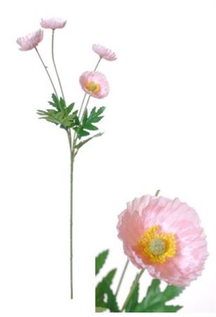Artificial Poppy Light Pink 59cm (Pack of 4)