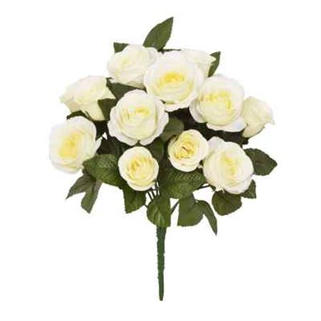 Artificial Silk Rose Bq 32cm Cream X13