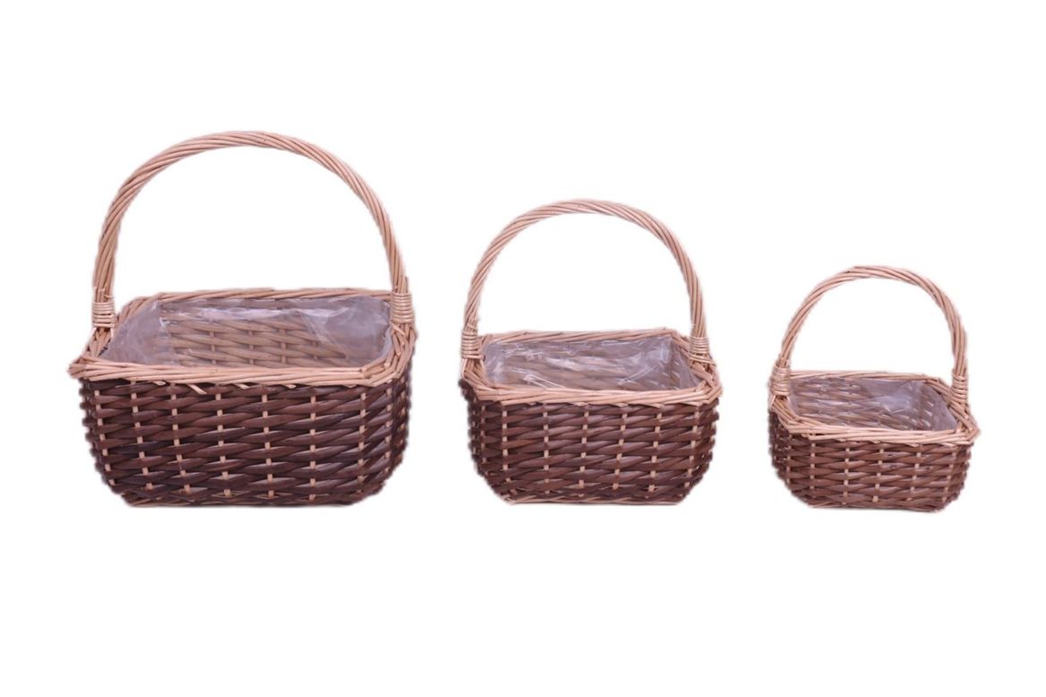 Basket Willow Two Tone Willow Squre Set X3